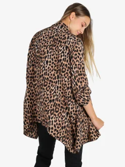 Solada Cardigan donna animalier con top - marrone