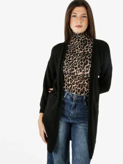 Solada Cardigan donna aperto in misto lana - nero