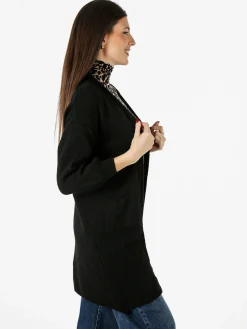 Solada Cardigan donna aperto in misto lana - nero