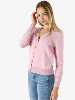 Solada Cardigan donna con bottoni eleganti a fiore - rosa