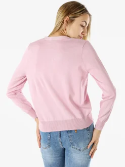 Solada Cardigan donna con bottoni eleganti a fiore - rosa