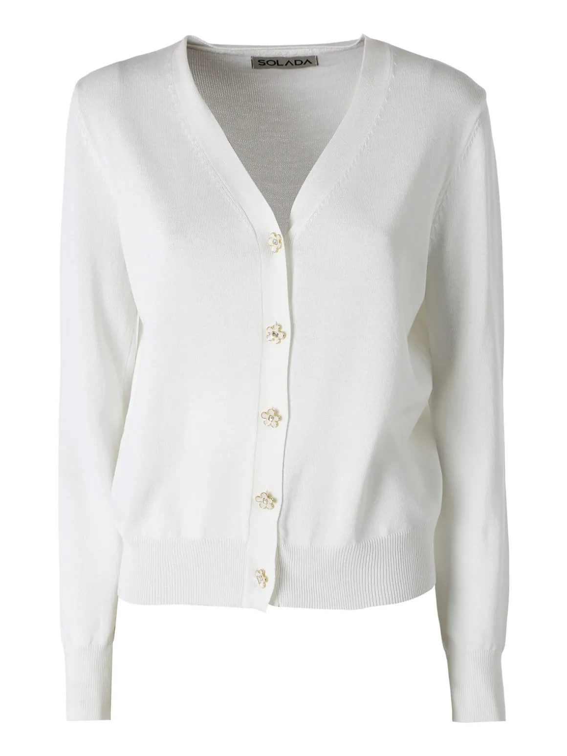 Solada Cardigan donna con bottoni eleganti a fiore - bianco