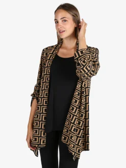 Solada Cardigan donna con stampe e top - cammello