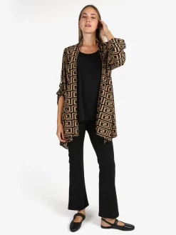 Solada Cardigan donna con stampe e top - cammello