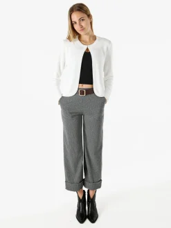 Solada Cardigan donna in maglia con gancino di chiusura - bianco