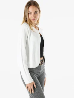 Solada Cardigan donna in maglia con gancino di chiusura - bianco