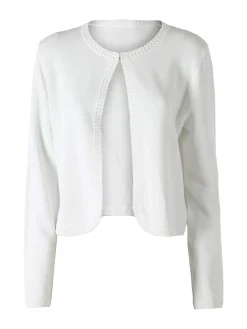 Solada Cardigan donna in maglia con gancino di chiusura - bianco