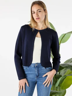 Solada Cardigan donna in maglia con bottoni - panna
