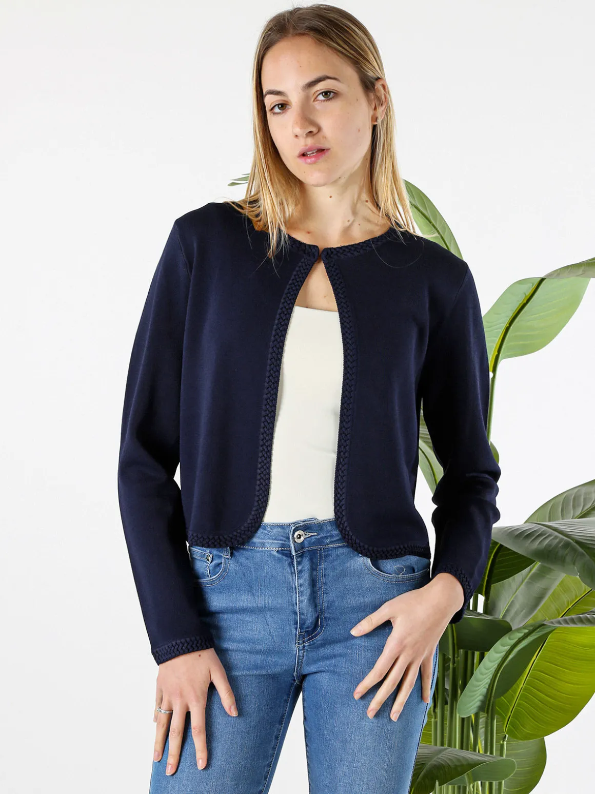 Solada Cardigan donna in maglia con bottoni - panna