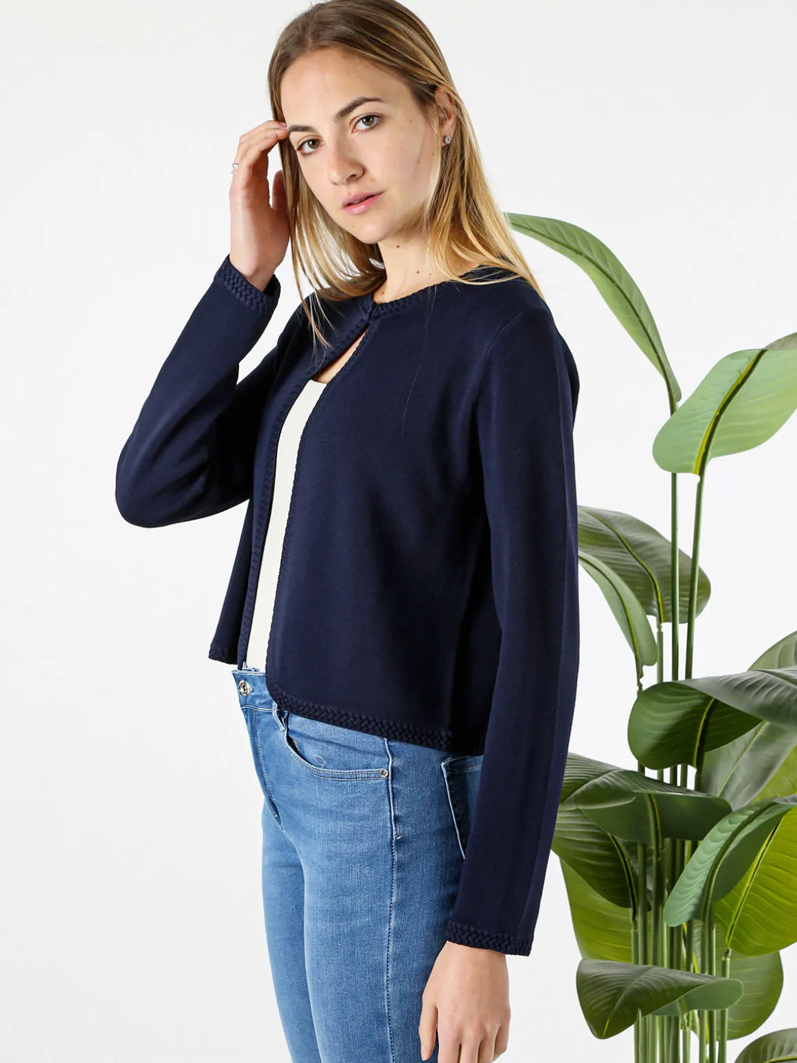Solada Cardigan donna in maglia con bottoni - panna