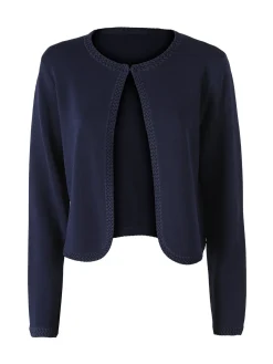 Solada Cardigan donna in maglia con gancino di chiusura - blu scuro
