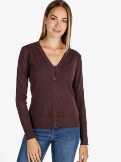 Solada Cardigan donna in maglia con bottoni - moro