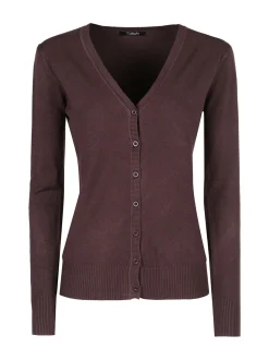 Solada Cardigan donna in maglia con bottoni - moro