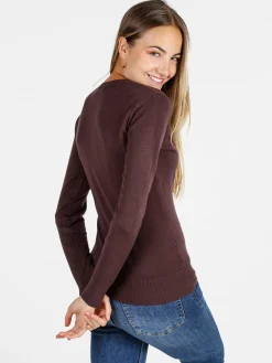 Solada Cardigan donna in maglia con bottoni - moro