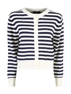 Solada Cardigan donna in maglia a righe - panna