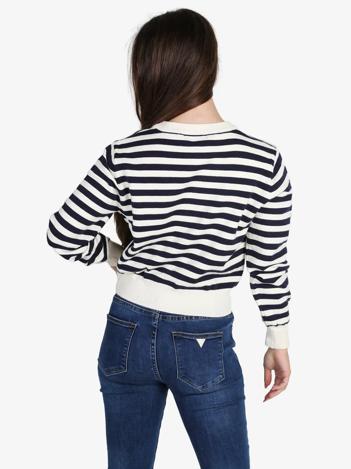 Solada Cardigan donna in maglia a righe - panna