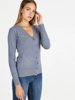Solada Cardigan donna in maglia con bottoni - nero