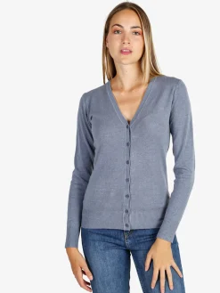 Solada Cardigan donna in maglia con bottoni - nero