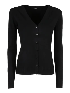 Solada Cardigan donna in maglia con bottoni - nero
