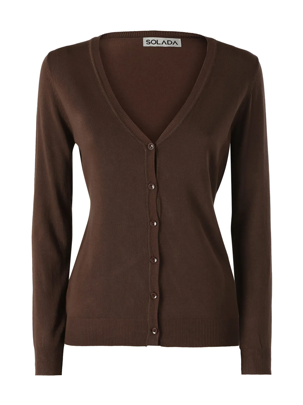Solada Cardigan donna in maglia con bottoni - moro