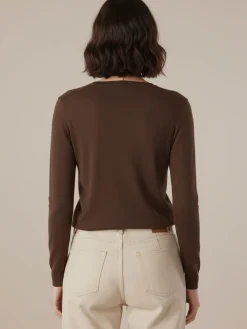 Solada Cardigan donna in maglia con bottoni - moro