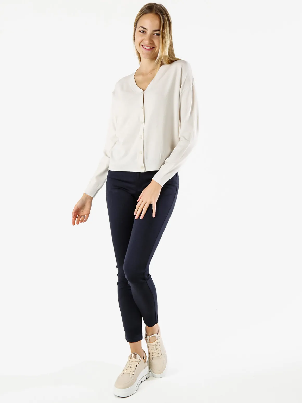Solada Cardigan donna in maglia con bottoni - grigio