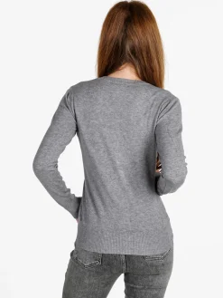 Solada Cardigan donna in maglia con bottoni - grigio