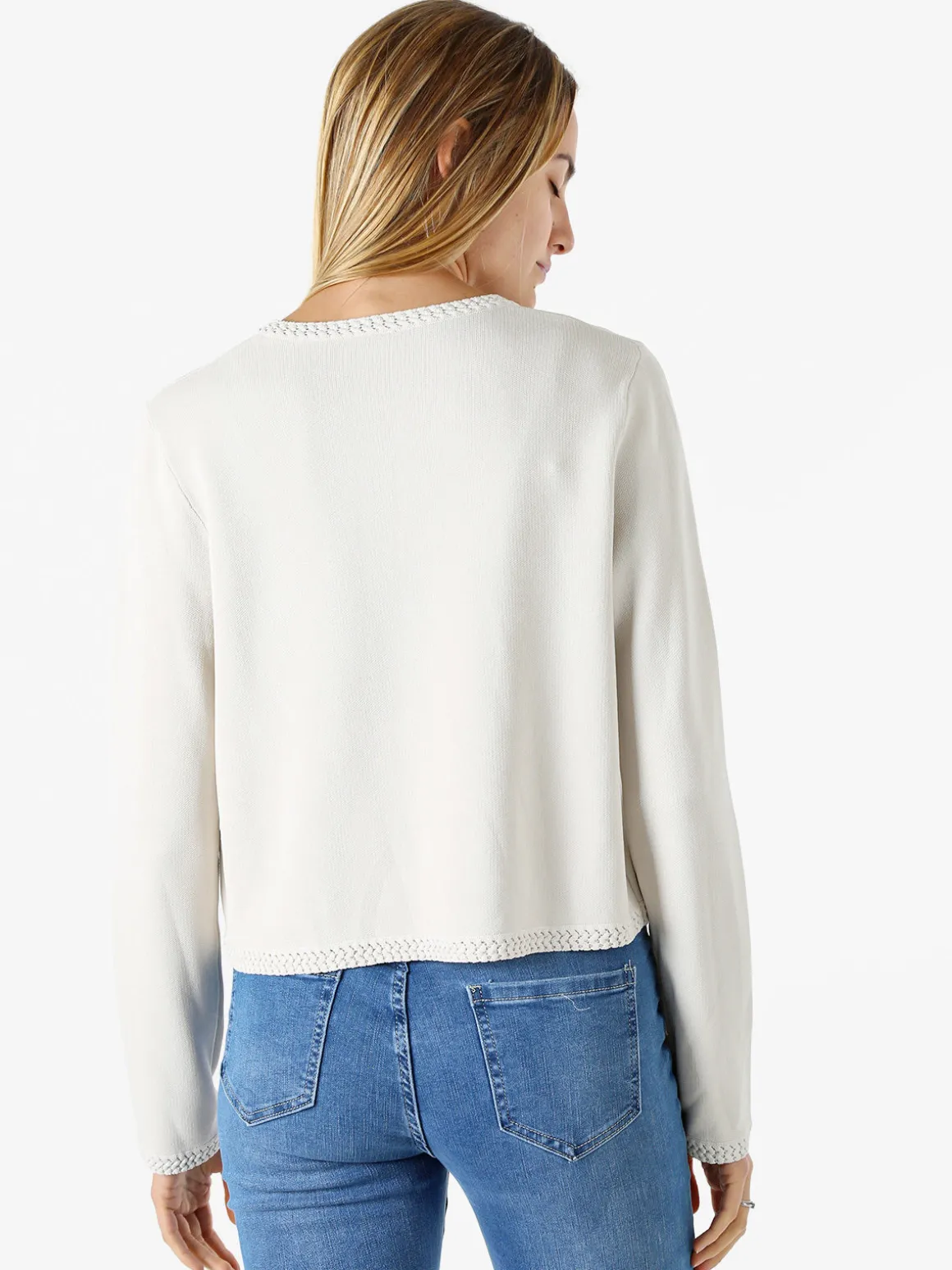 Solada Cardigan donna in maglia con gancino di chiusura - beige