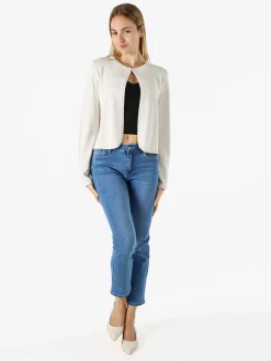 Solada Cardigan donna in maglia con gancino di chiusura - beige