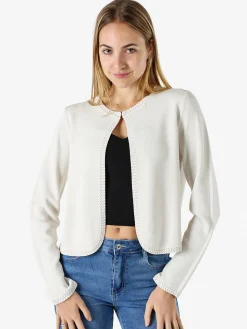 Solada Cardigan donna in maglia con gancino di chiusura - beige