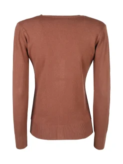 Solada Cardigan donna in maglia con bottoni - cuoio