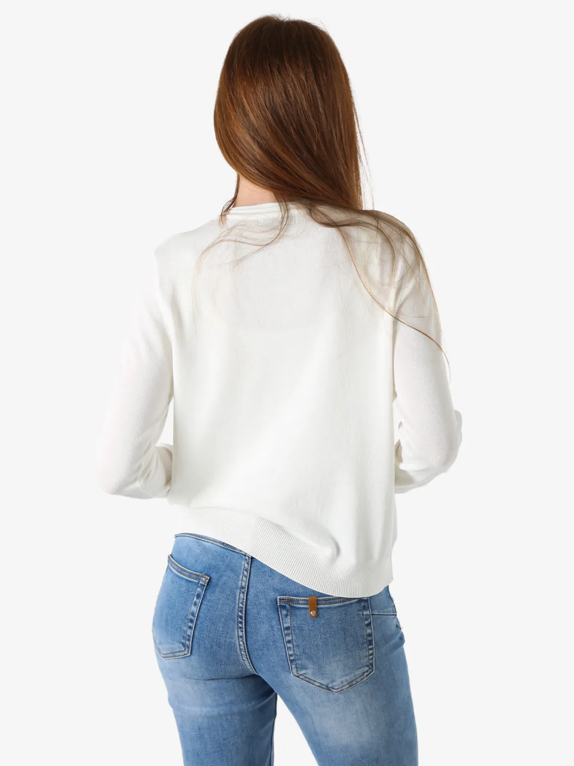 Solada Cardigan donna in maglia con bottoni dorati - bianco