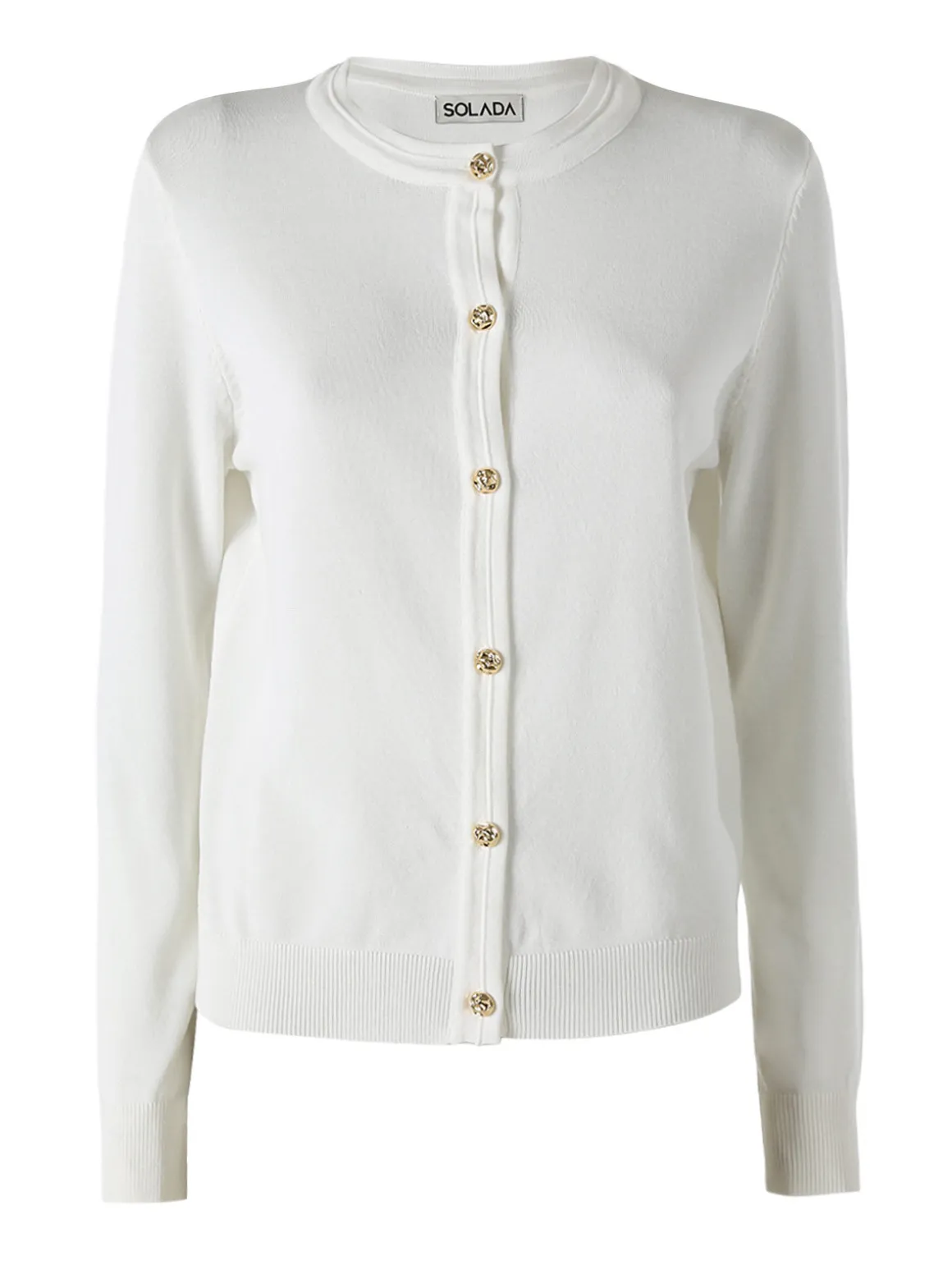 Solada Cardigan donna in maglia con bottoni dorati - bianco