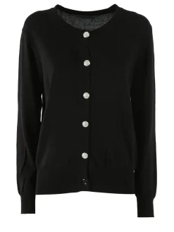 Solada Cardigan donna in maglia con bottoni gioiello - grigio chiaro