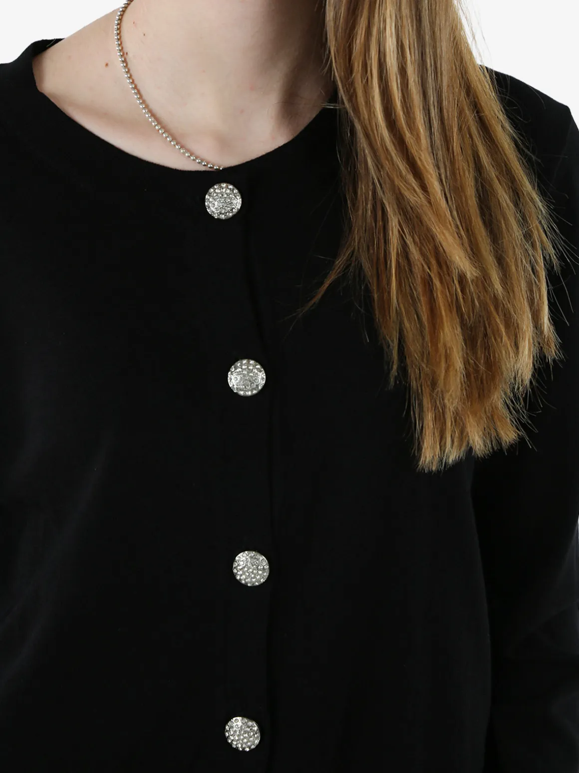Solada Cardigan donna in maglia con bottoni gioiello - grigio chiaro