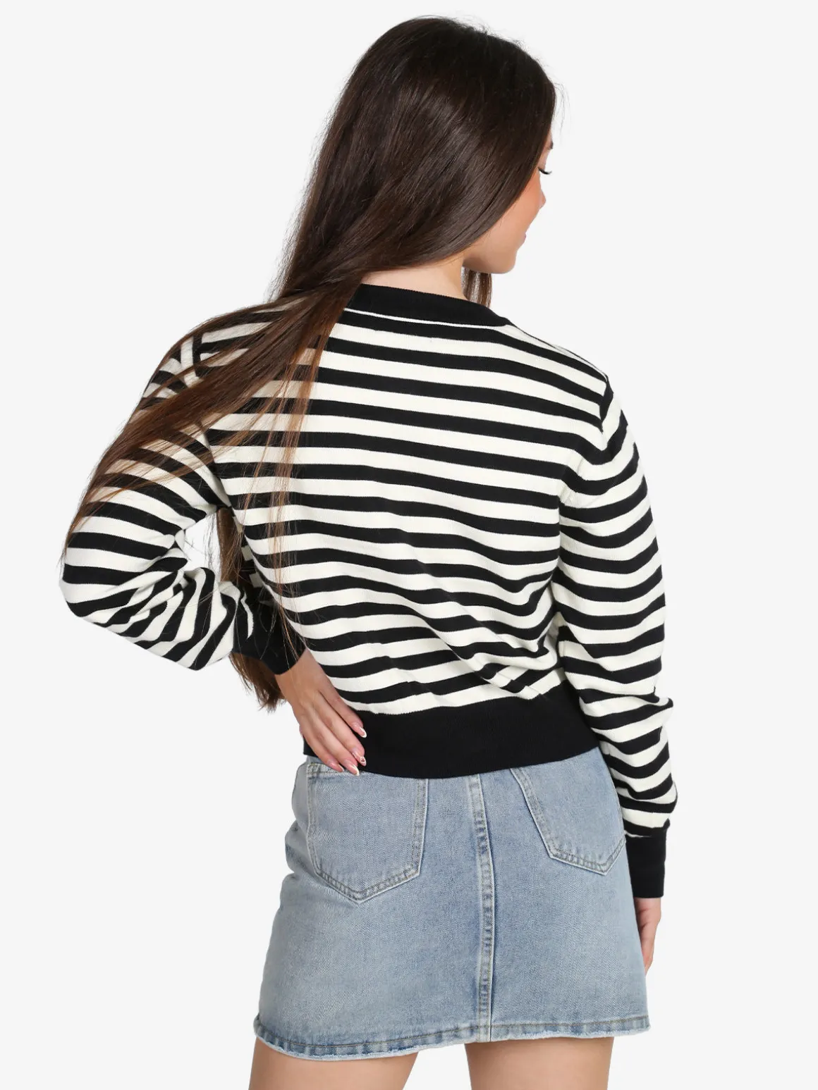 Solada Cardigan donna in maglia a righe - nero