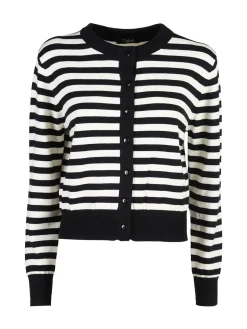Solada Cardigan donna in maglia a righe - nero