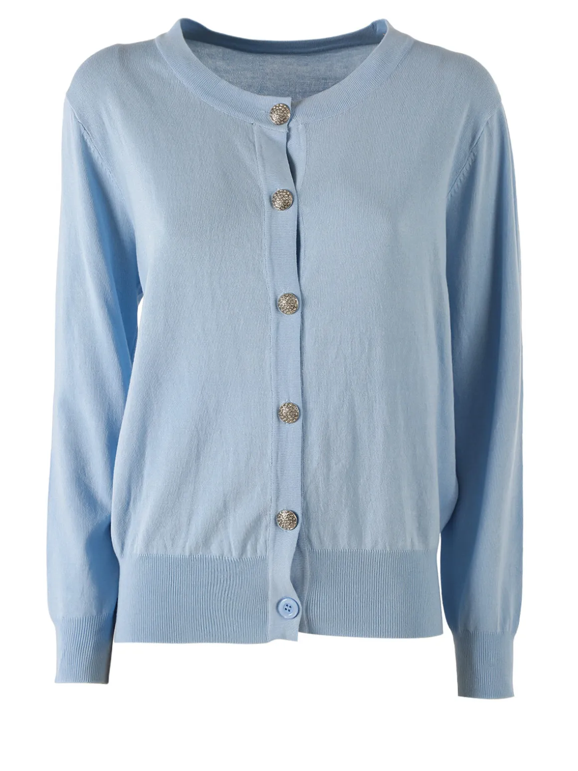 Solada Cardigan donna in maglia con bottoni gioiello - azzurro