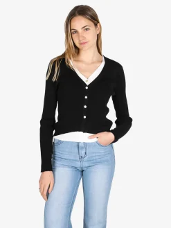 Solada Cardigan donna in maglia a costine con bottoni