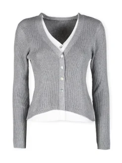 Solada Cardigan donna in maglia a costine con bottoni