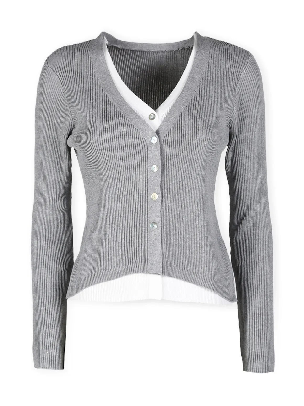Solada Cardigan donna in maglia a costine con bottoni