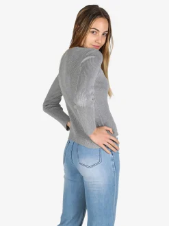 Solada Cardigan donna in maglia a costine con bottoni