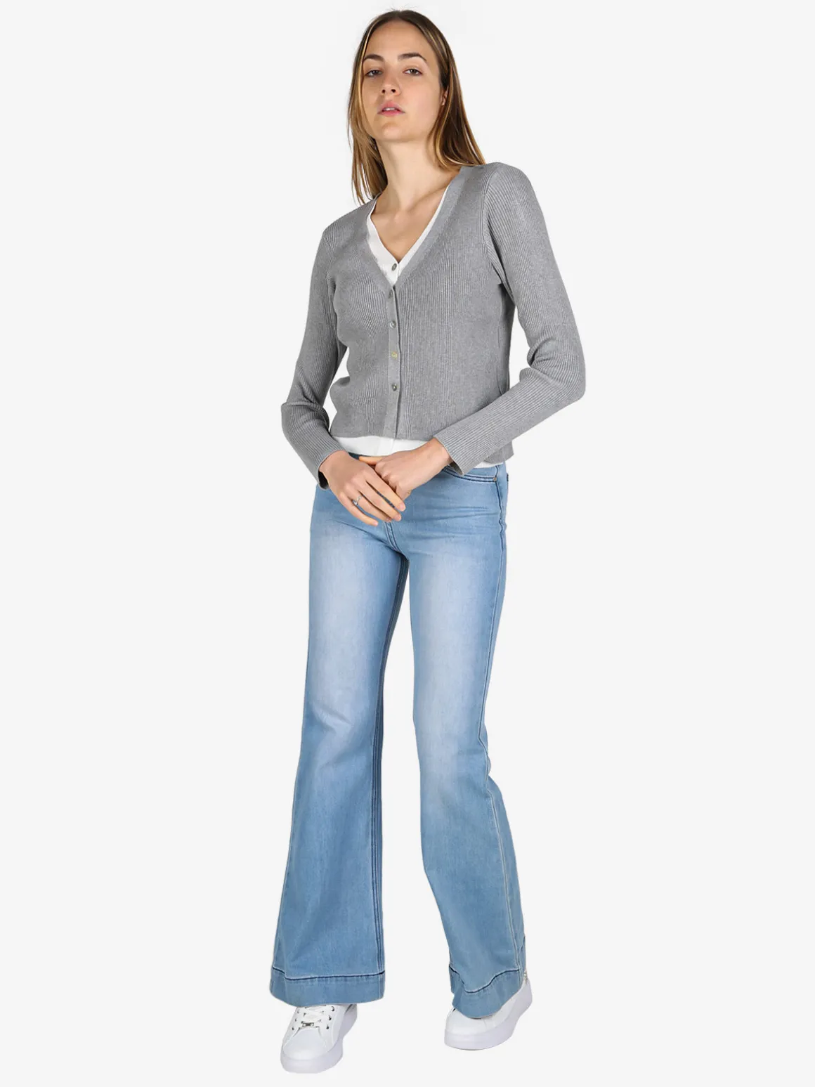 Solada Cardigan donna in maglia a costine con bottoni