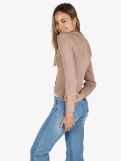 Solada Cardigan donna in maglia a costine con bottoni