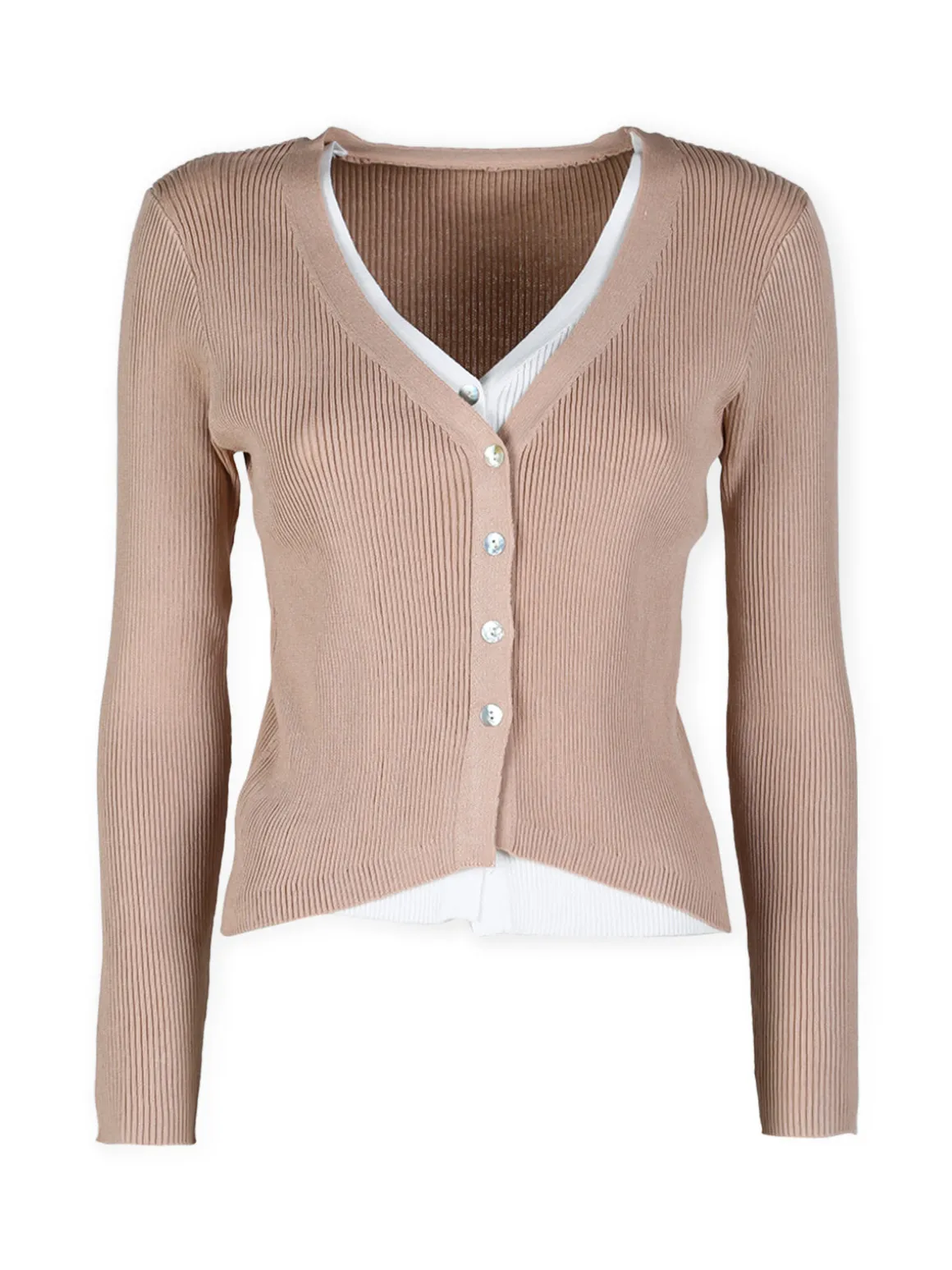 Solada Cardigan donna in maglia a costine con bottoni