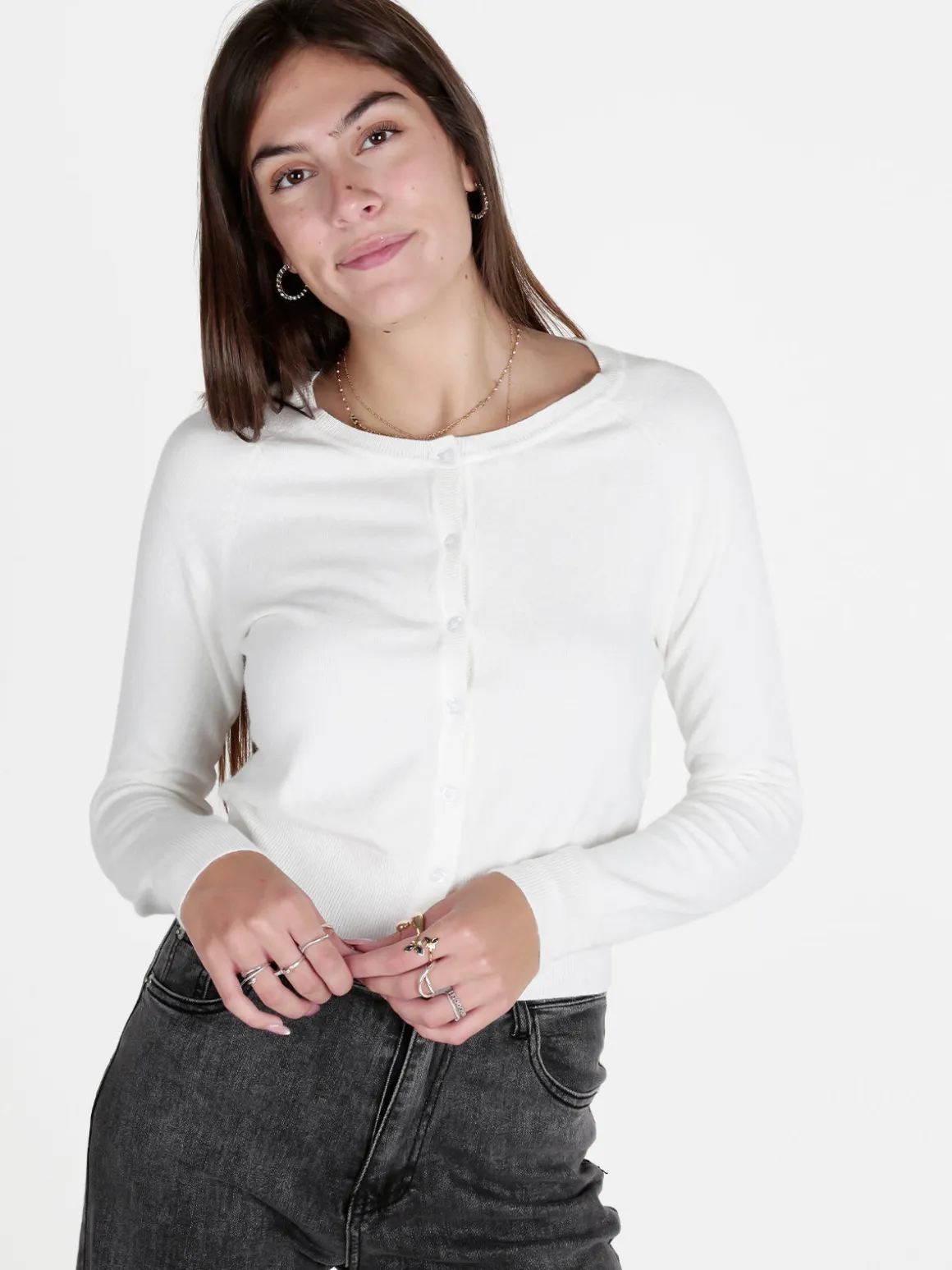 Solada Cardigan donna in maglia con scollo tondo