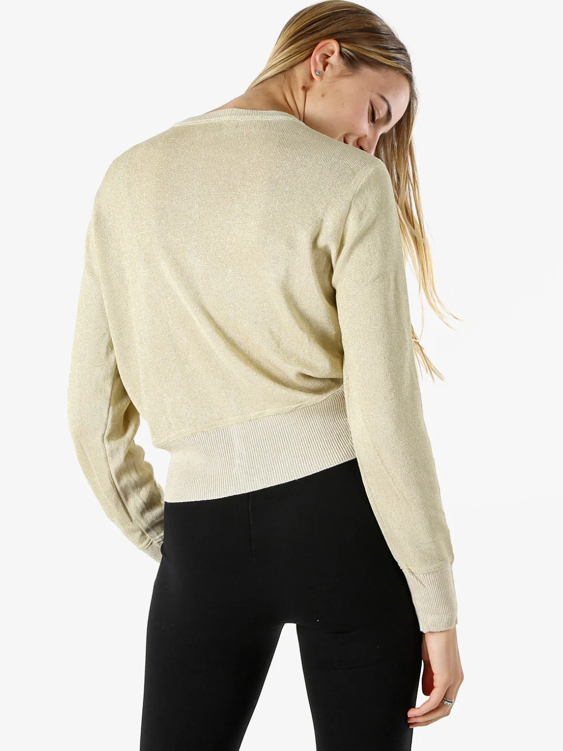 Solada Cardigan donna lurex con bottoni - oro