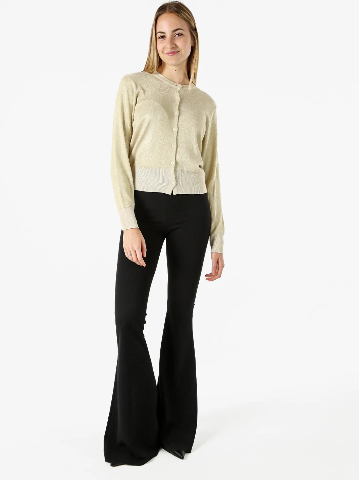 Solada Cardigan donna lurex con bottoni - oro
