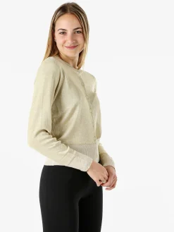 Solada Cardigan donna lurex con bottoni - oro