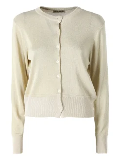 Solada Cardigan donna lurex con bottoni - oro
